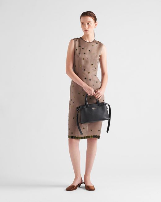 Prada Black Kleine Buckle Handtasche Aus Leder Mit Doppeltem Gürtel