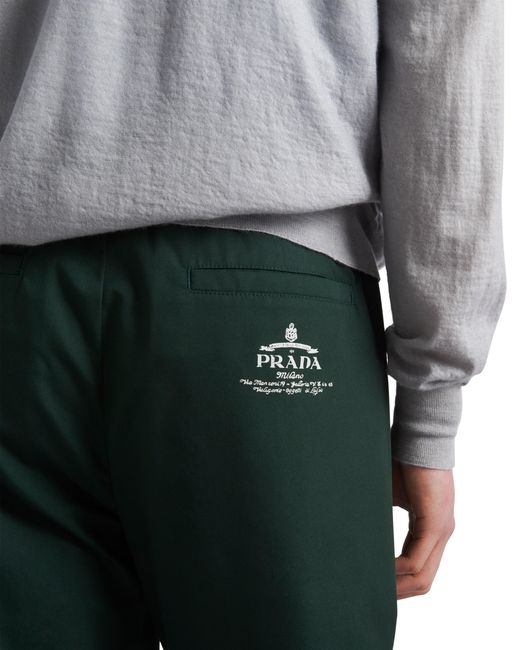 Prada Green Poplin Pants for men