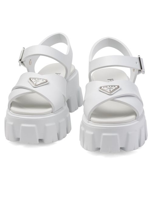 Prada White Monolith Rubber Sandals