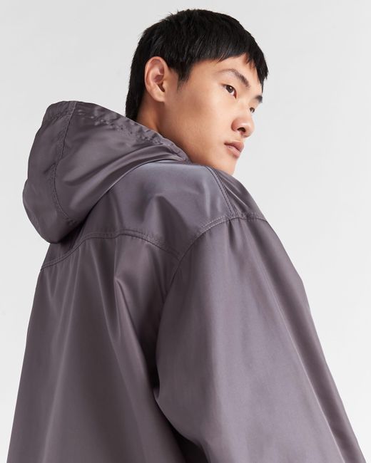 Prada Gray Hooded Re-nylon Technical Jacket for men