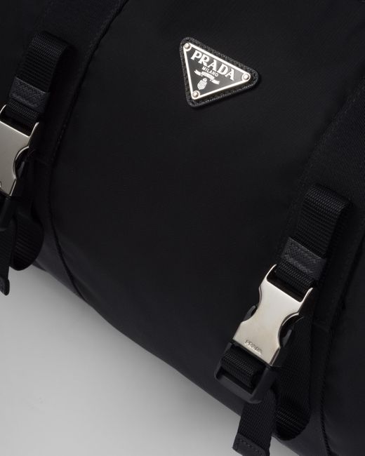 Prada Black Re-Nylon And Saffiano Leather Duffle Bag