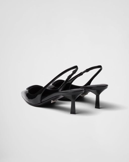 Prada Black Patent Leather Slingback Pumps