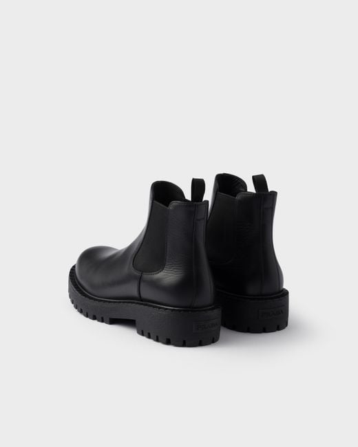 Prada Black Leather Chelsea Boots, Size 5 for men