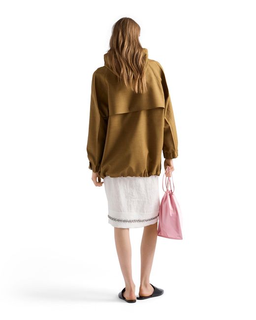 Prada White Embroidered Slubbed Fabric Skirt, Ivory