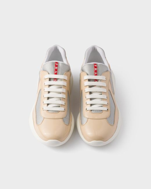 Prada White America's Cup Vernice Bike Low Top Sneaker for men