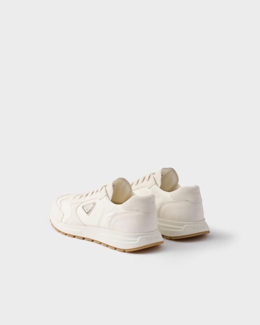 Prada White Prax Suede And Re-Nylon Sneakers for men