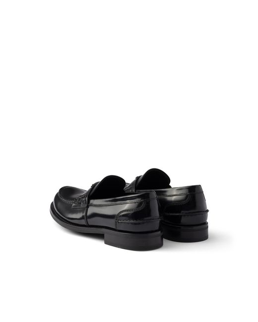 Prada Black Brushed Leather Loafers, Size 5 for men