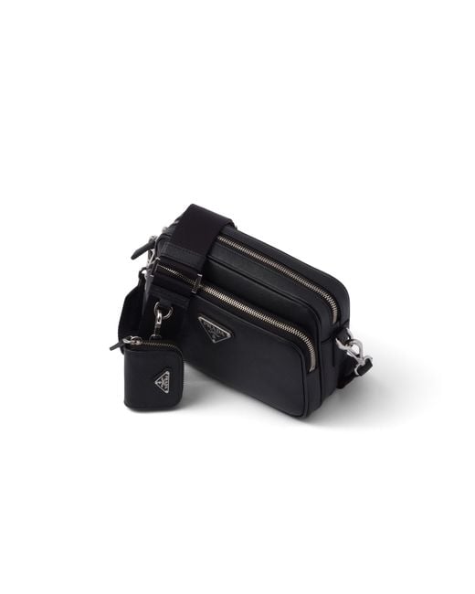 Bolso Bandolera De Piel Saffiano, Hombre Prada de hombre de color Black