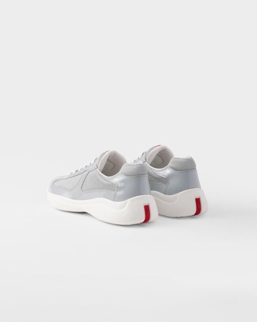 Prada White America'S Cup Logo-Patch Sneakers for men