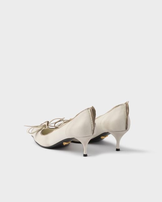 Prada White Antiqued Leather Pumps