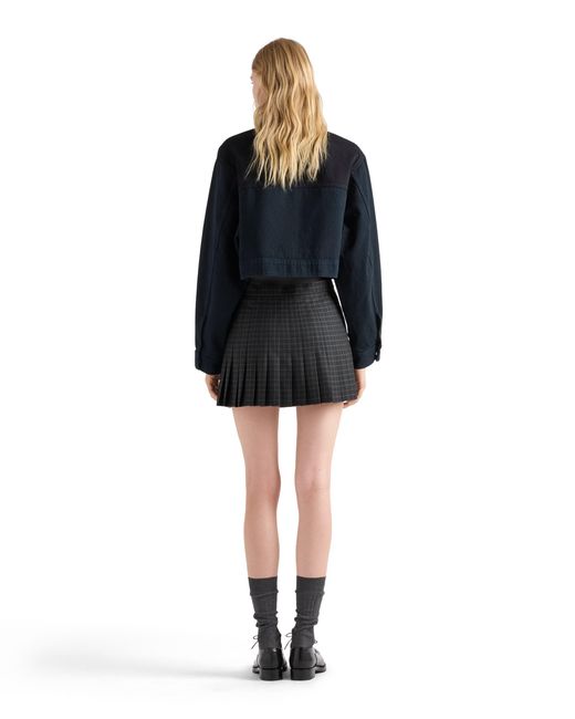 Prada Black Checked Wool Miniskirt