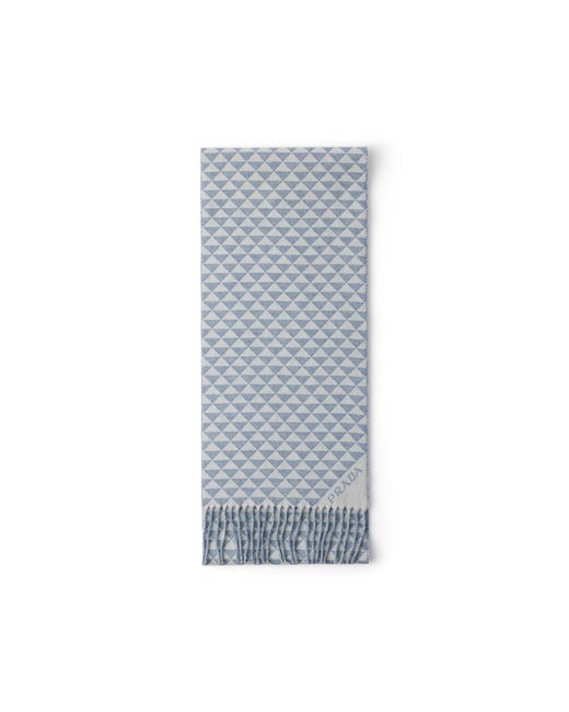 Prada Blue Symbole-Geometric Motif Scarf