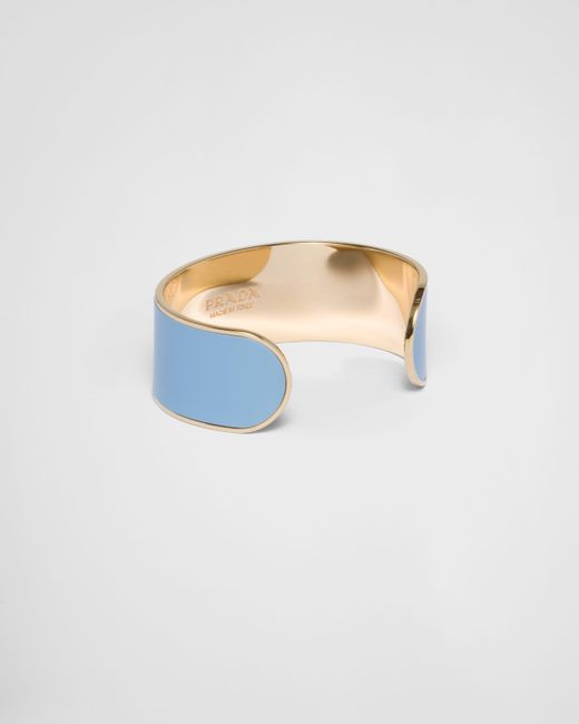 Prada Blue Enameled Metal Cuff Bracelet