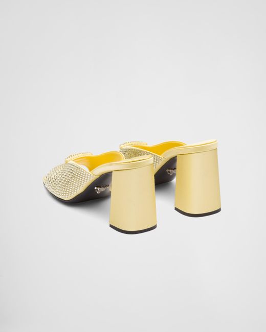 Prada Multicolor High-heeled Satin Slides With Crystals
