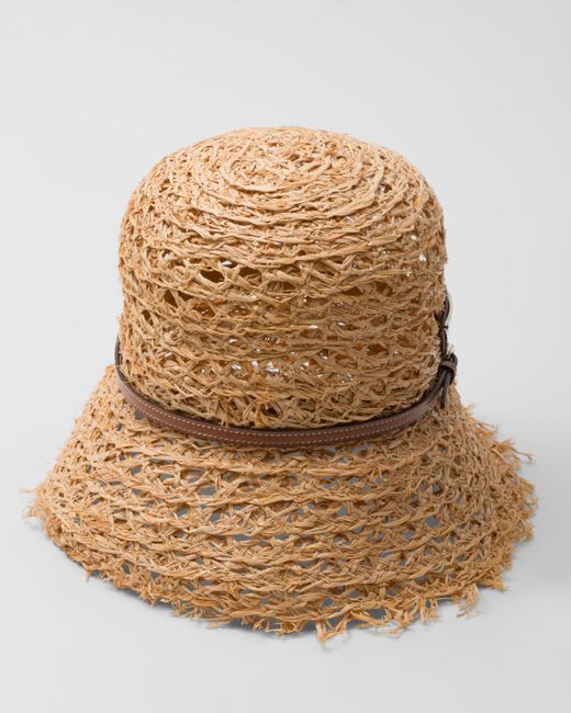 Prada White Woven Fabric Bucket Hat