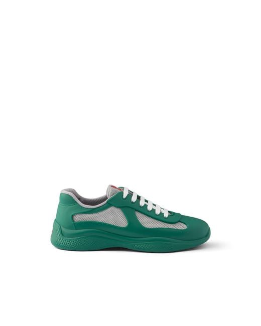 Prada Green America's Cup Soft Rubber And Bike Fabric Sneakers for men