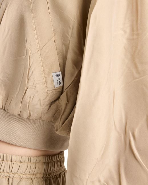 Prada Natural Cropped Old Silk Bomber Jacket
