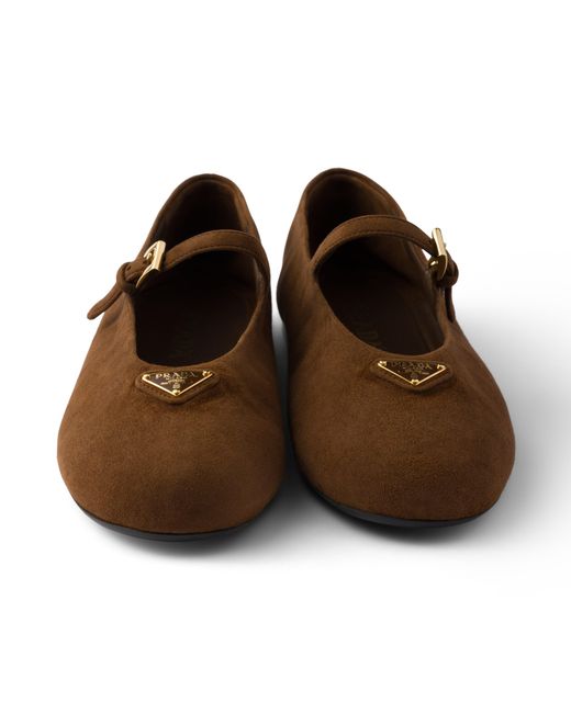 Prada Brown Suede Ballerinas
