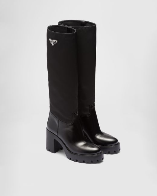 Prada Black Re-nylon Knee-high Boots
