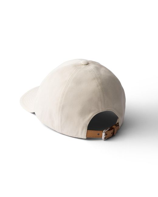 Prada White Old Gabardine Baseball Cap for men