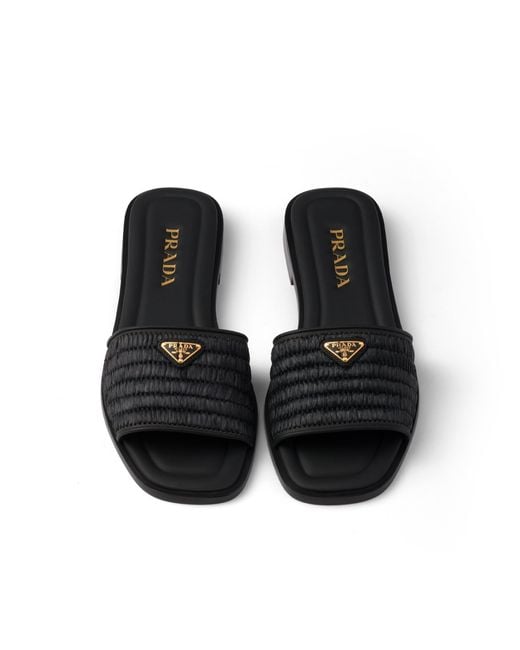 Prada White Leather Slides With Crochet Details