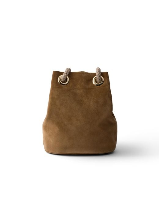 Prada Natural Mariner Small Suede Bucket Bag
