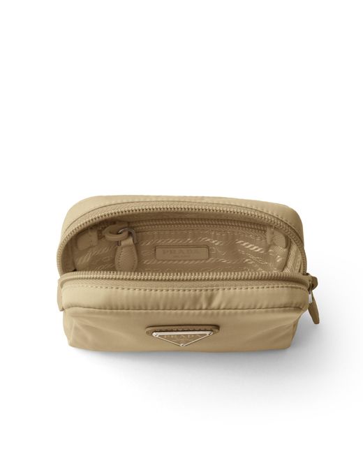 Prada Natural Micro Re-Nylon Pouch, Camel