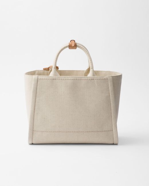 Prada Natural Medium Linen Blend Tote Bag