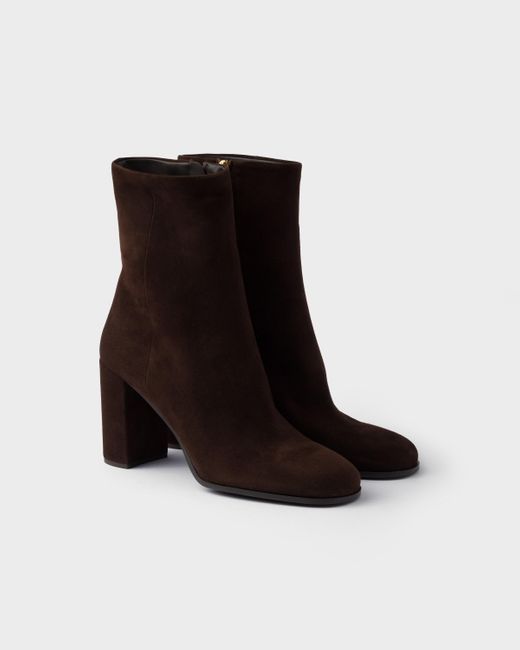 Bottines En Veau Velours Prada en coloris Black