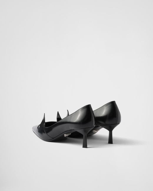 Prada White Two-Tone Brushed Leather Pumps