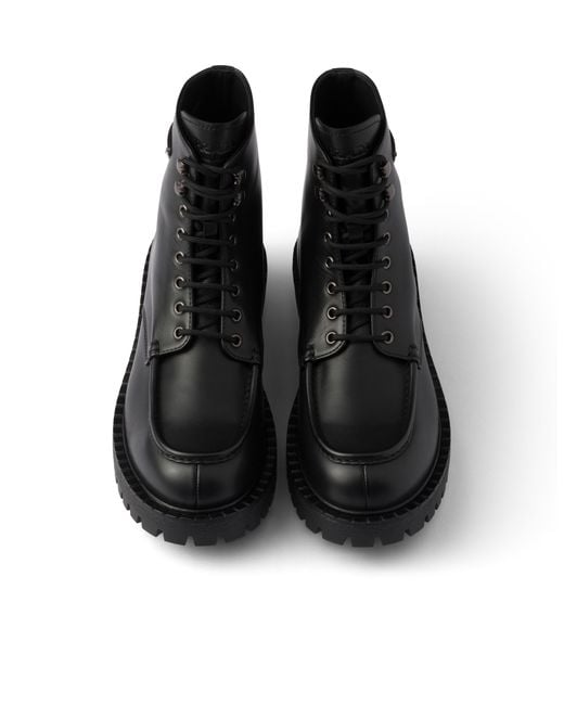 Stivaletti Stringati di Prada in Black da Uomo