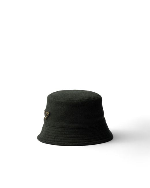 Prada Black Loden Fabric Bucket Hat