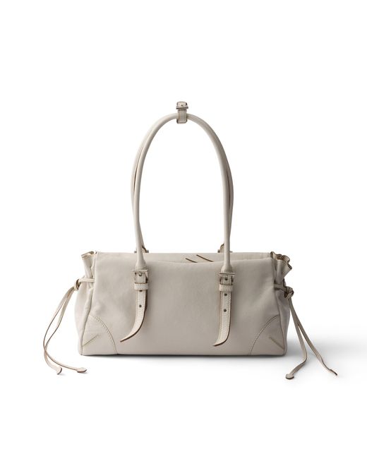 Prada Natural Karin Medium Antiqued Leather Tote Bag