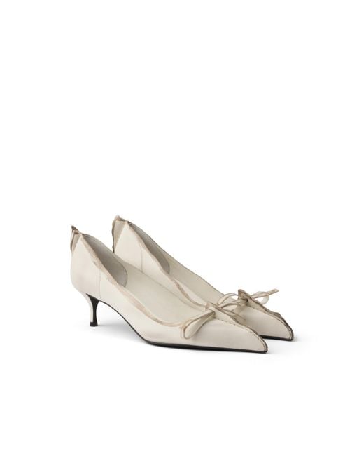 Zapatos De Tacón De Piel Envejecida, Mujer, Talla Prada de color White