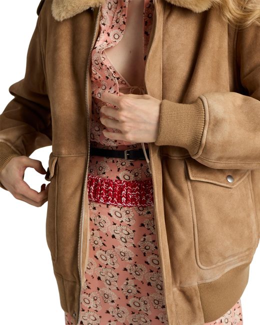 Prada Natural Shearling Bomber Jacket
