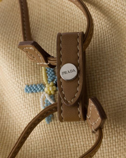 Prada Natural Wish Embroidered Canvas Pouch
