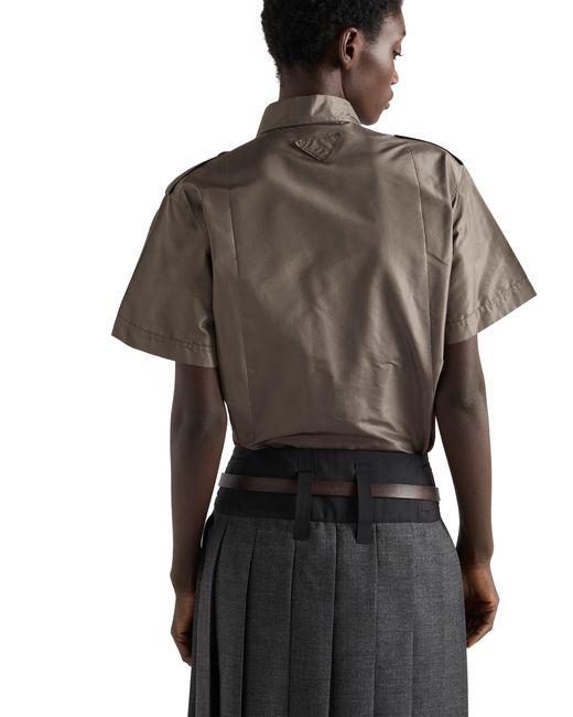 Prada Gray Short-Sleeved Taffeta Shirt