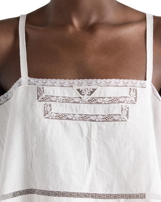Prada White Linen Top