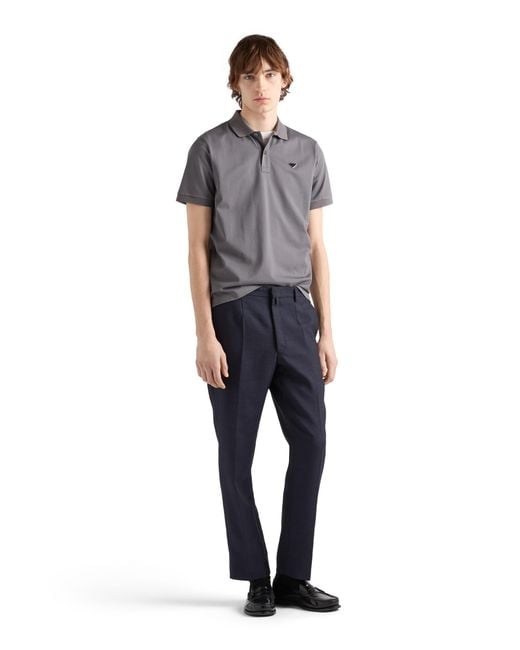 Prada Gray Piqué Polo Shirt for men