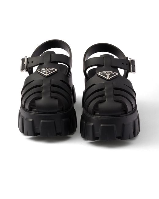 Prada Black Plateausandalen Monolith aus Gummi