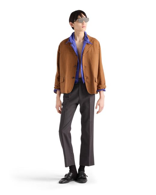Chaqueta De Algodón De Botonadura Simple Prada de hombre de color Brown