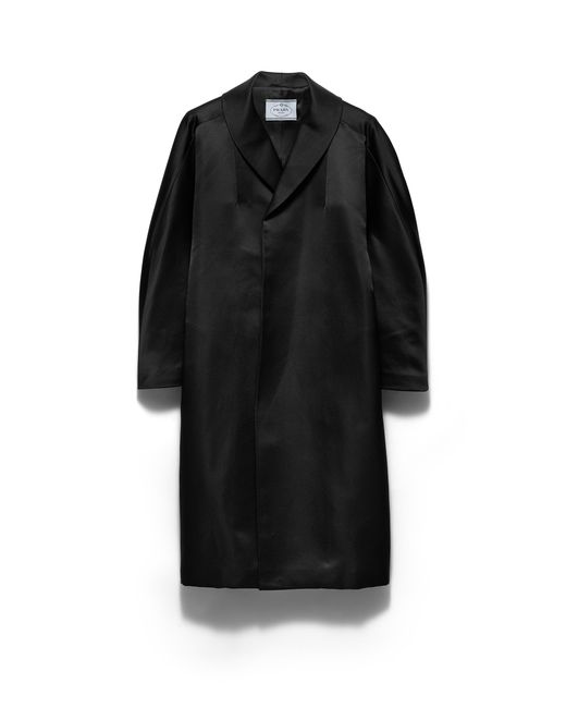 Prada Black Single-Breasted Double Satin Coat