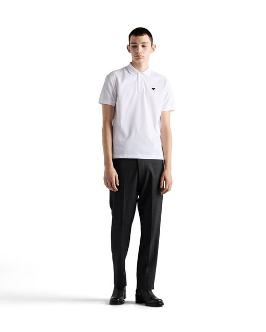 Prada White Piqué Polo Shirt for men