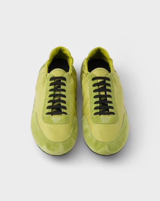 Prada Elastische Collapse Sneaker Aus Re-Nylon Und Wildleder in Green für Herren