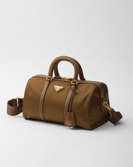 Prada Brown Re-edition 1978 Medium Re-nylon And Saffiano Leather Top-handle Bag