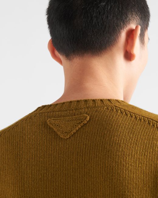 Prada Natural Wool And Cashmere Crew-Neck Sweater for men
