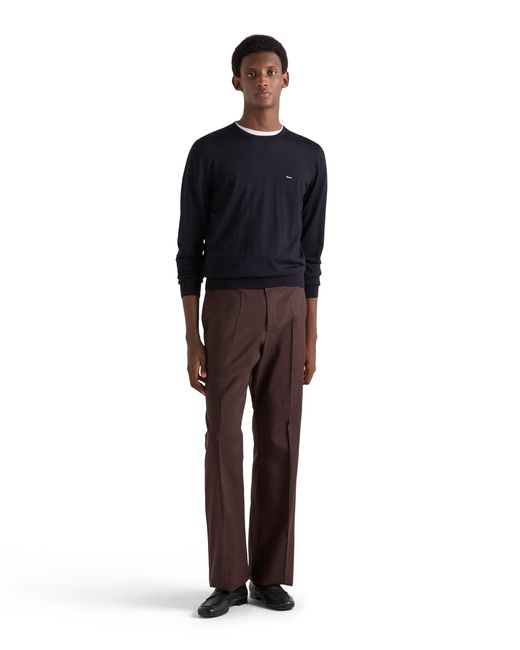 Prada Blue Superfine Wool Crew-Neck Sweater for men