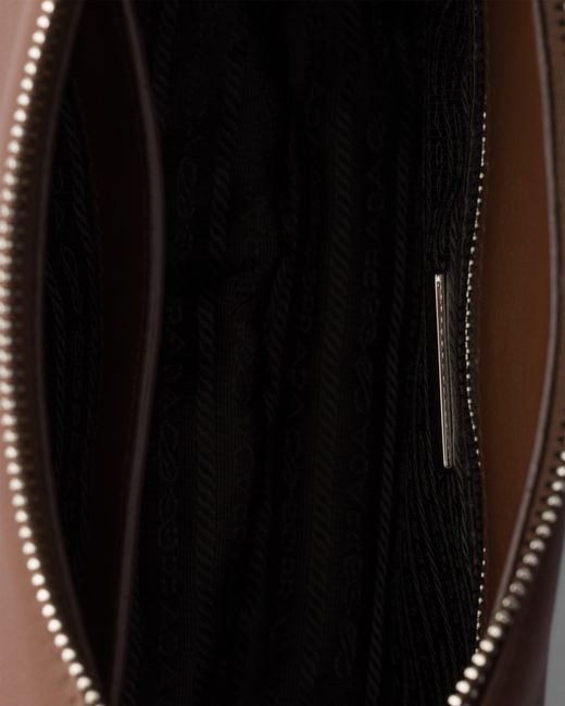 Prada Brown Fold Large Leather Shoulder Bag