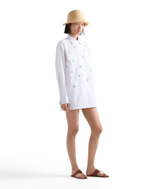 Prada White Embroidered Poplin Shirt