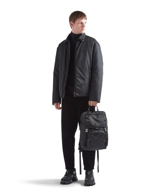 Prada Black Re-Nylon And Saffiano Leather Backpack for men